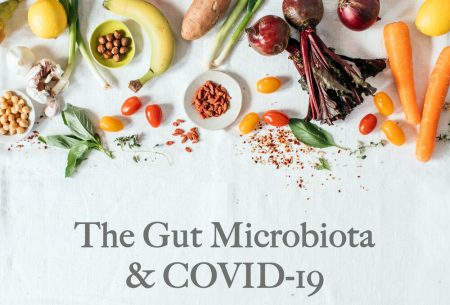 View Gut health & Covid-19 A spread of vegetables, nuts and herbs