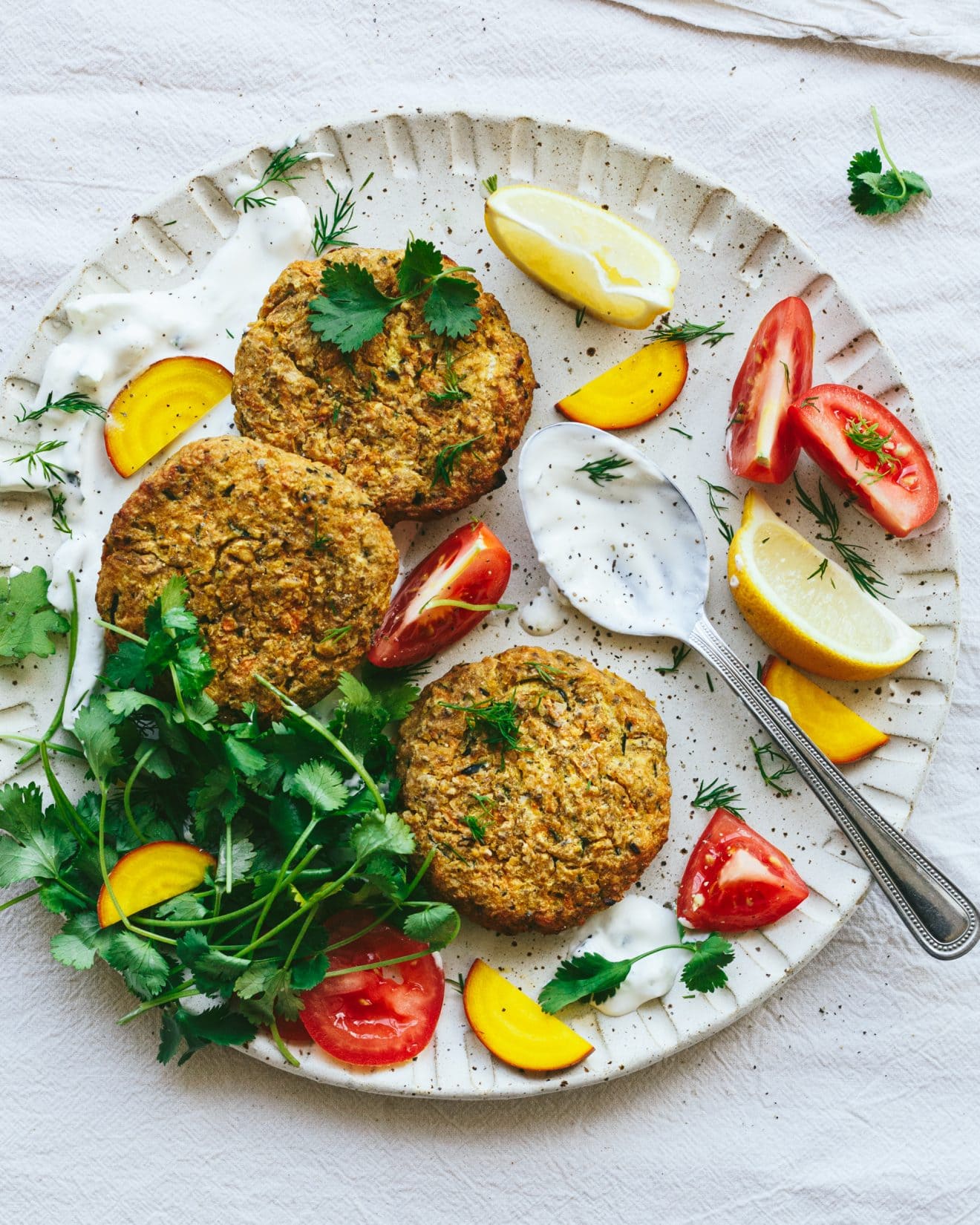 Courgette & chickpea fritters with probiotic tzatziki The Gut Health