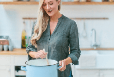 View Is it OK to boil your veggies? Megan Rossi in the kitchen stiring a pot