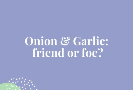 A Gut Health Clinic graphic reading 'Onion & garlic: friend or foe?'