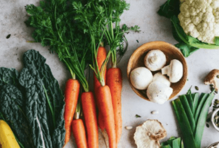 View World Vegan Day: vegan diets & our gut microbes Mixed vegetables shown on a bench to demonstrate options included within vegan diet