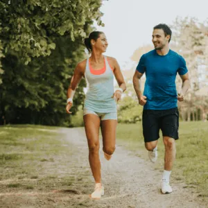 Picture of two people exercising and staying active