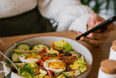 Photo of person having a meal practising mindful eating