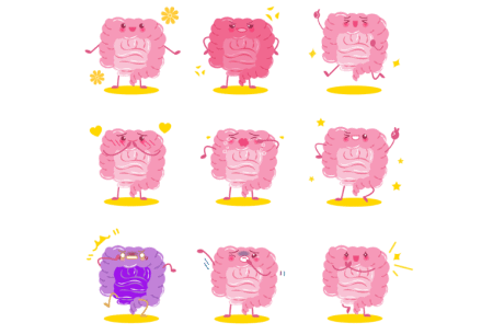 View 9 micro steps to health magic in 2023 Nine small cartoon gut images in various forms of dancing