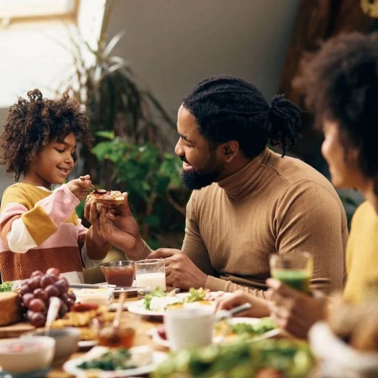 Family sharing a meal