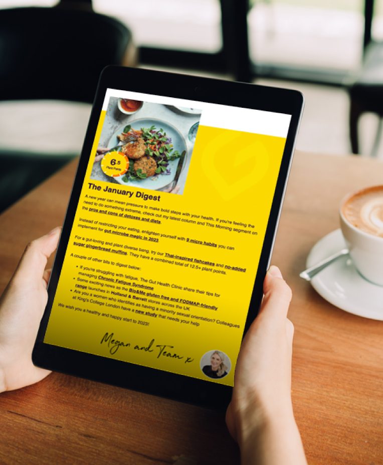 The Gut Health newsletter shown on an iPad