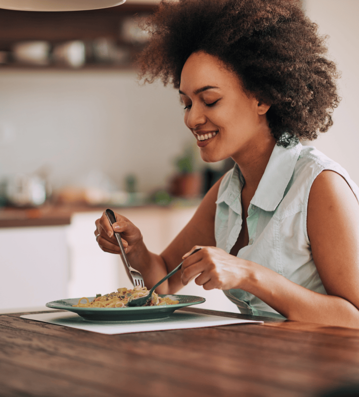 Woman excluding healthy foods to reduce bloating