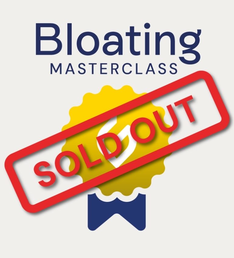Bloating masterclass logo with SOLD OUT written over it