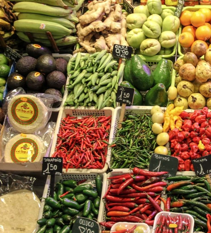 A mixture of vegetables at a market