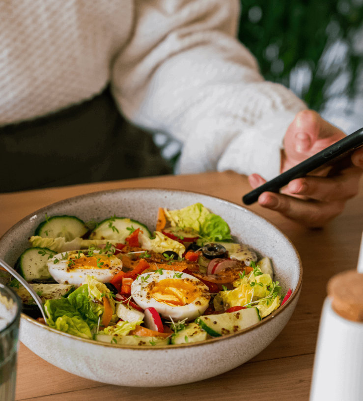 Photo of person having a meal practising mindful eating