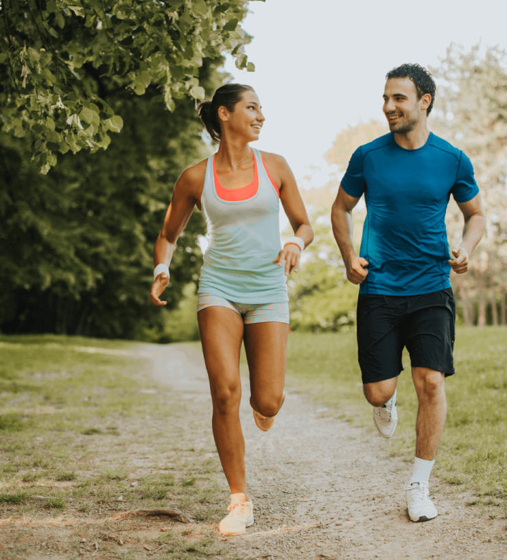 Picture of two people exercising and staying active